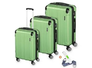 VESKA Hartschalenkoffer Kofferset 3-teilig mit TSA Zahlenschloss - Trolleys mit robuster ABS-Hartschale, 4 drehbaren Rollen und cleverer Erweiterungsfunktion für 25% mehr Packvolumen. Inklusive digitaler Kofferwaage für stressfreies Reisen.