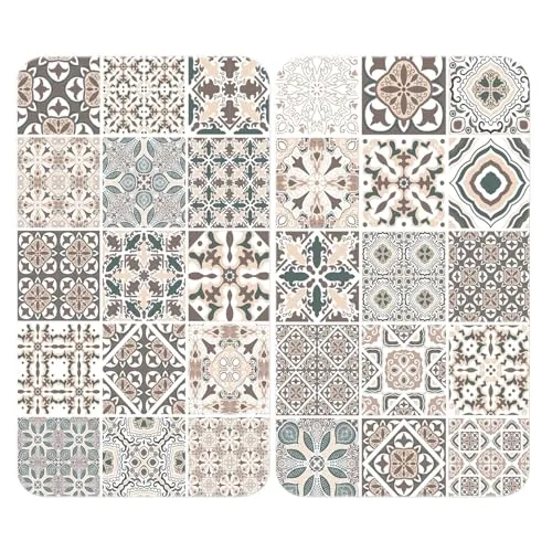 Herdabdeckplatten Universal Kachel 2er Set - Kratzfest und hygienisch, ideal für Glaskeramik-, Elektro- und Gasherde, inkl. rutschfester Füße