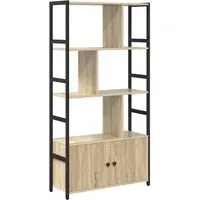 vidaXL Regal Sonoma Eiche 80 x 30 x 155,5 cm - Stilvolles Bücherregal aus Holzwerkstoff und Stahl, mit verstellbaren Füßen für Stabilität und großzügigem Stauraum – ideal für Wohnzimmer und Büros.