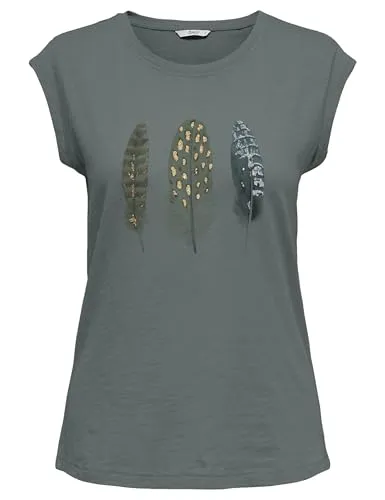 ONLY Damen Onlbone S/S Feel/Feathers Top Box Cs JRS, Balsam Green, Large