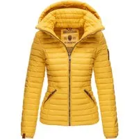 MARIKOO Damen Übergangsjacke Steppjacke mit abnehmbarer Kapuze Löwenbaby Gelb Gr. XS - Funktionsjacken: Stylische Steppjacke mit abnehmbarer Kapuze, ideal für die Übergangszeit und figurschmeichelnder Schnitt für eine perfekte Passform.
