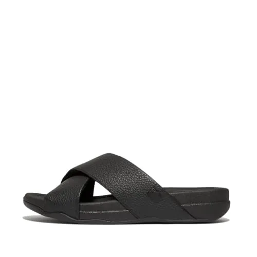 FitFlop Sandalen Surfer Herren Tumbled-Leather Cross Slides HA6 - Stylische Sandalen für Herren mit weichem Leder-Obermaterial. Ideal für den täglichen Komfort in jeder Saison.