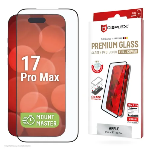 DISPLEX Premium Panzerglas (Full Cover, 10H) für Apple iPhone 17 Pro Max
