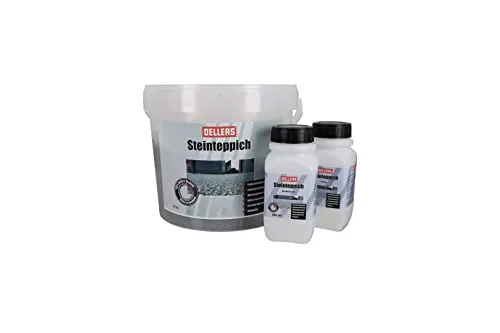 OELLERS Steinteppich Set Platingrau - Teppichbeläge, fugenlose 2K Bodenbeschichtung auf Epoxiharzbasis, ideal für Küchen, Bäder und Garagen – wetterbeständig und einfach zu verarbeiten!