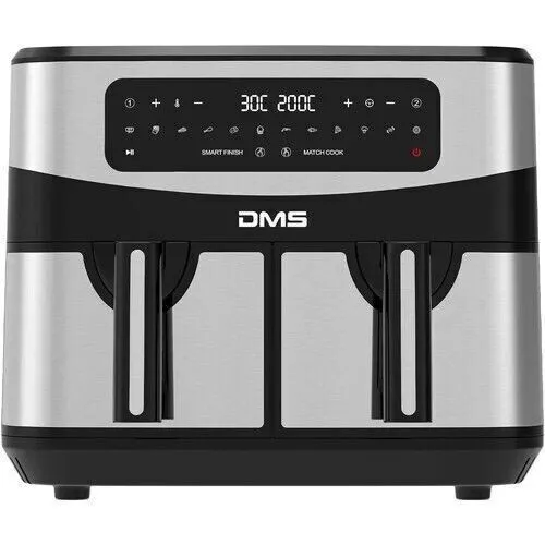 DMS HF-11S Doppelkammer-Heißluftfritteuse - Küchenmaschinen mit 11 L Fassungsvermögen, 10 Programme und Touch Display für vielseitiges, fettfreies Kochen.
