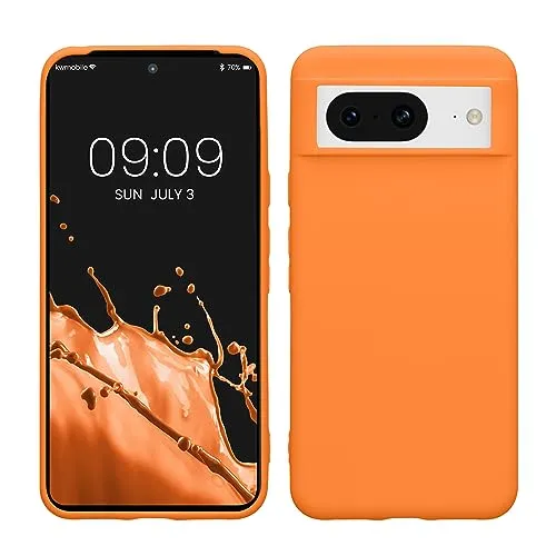 kwmobile Hülle kompatibel mit Google Pixel 8 Hülle - weiches TPU Silikon Case - Cover geeignet für kabelloses Laden - Fruity Orange