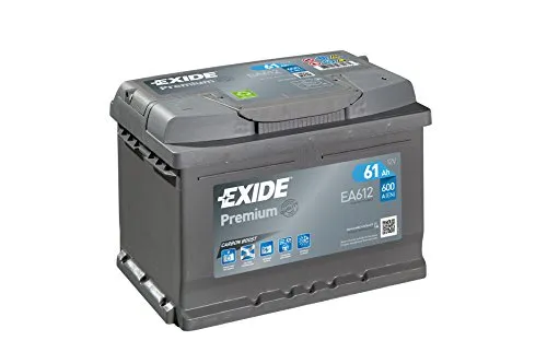 Exide EA612 Premium Carbon Boost - 61Ah 600A Autobatterie, leistungsstark und langlebig für zuverlässige Fahrzeugstarts