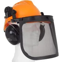 Forsthelm mit Visier und Gehörschutz – Verstellbarer Schutzhelm für maximale Sicherheit - Schutzhelme: Verstellbar von 50-66 cm, mit integriertem Gehörschutz und Netzvisier für optimalen Schutz und Komfort bei der Arbeit im Freien.