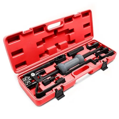 Wiltec Universal Ausbeulwerkzeug 11-TLG. Set - Werkzeuge für präzise Ausbeularbeiten, inkl. 4,5-kg-Gleithammer für lackschonende Reparaturen an Autos und Motorrädern, ideal für Werkstätten.