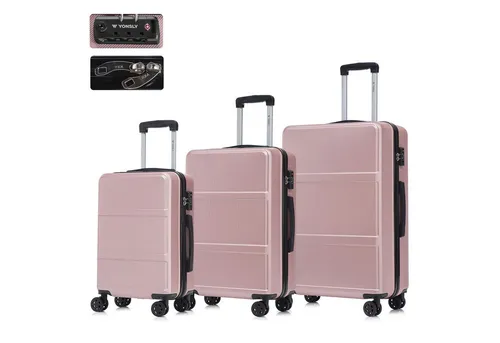 YONSLY Premium Reisekoffer Set mit TSA-Schloss und YKK-Reißverschluss - Praktisches Koffer-Set in Roségold mit TSA-Schloss für sicheres Reisen. Robuste 360°-Doppelrollen und austauschbare Teile sorgen für Komfort und Langlebigkeit. Ideal als Handgepäck und für jede Airline.