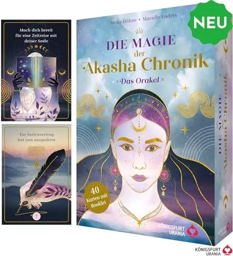 Die Magie der Akasha Chronik - Das Orakel - Kartenlegen mit 40 Orakelkarten und einem 160-seitigen Booklet für tiefgehende Einsichten und spirituelle Führung.