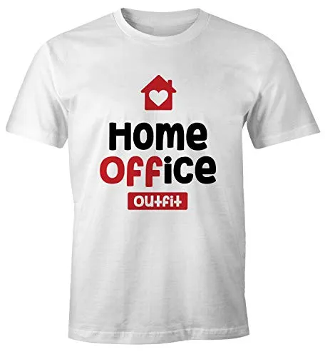 MoonWorks® Herren T-Shirt AufdruckHome-Office Outfit Arbeit zuhause Fun-Shirt Büro Spruch lustig weiß 5XL
