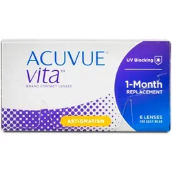 Johnson & Johnson Acuvue Vita Monatslinsen für Astigmatismus (6er Pack) - Monatslinsen mit UV-Schutz und optimalem Tragekomfort für eine klare Sicht. Ideal für Kontaktlinsenträger mit Hornhautverkrümmung.
