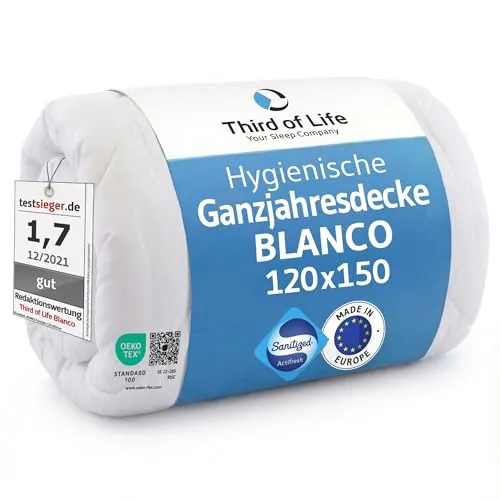 Kuschelige Kinderbettdecke 120 x 150 BLANCO - Hochwertige Ganzjahresdecke mit optimalem Feuchtigkeitsmanagement und hygienischem Sanitized-Schutz, ideal für Kinder und Babys – sorgt für gesunden Schlafkomfort.