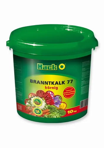 Hack Branntkalk 10 kg gekörnt – Hochwirksamer Naturkalk - Der Hack Branntkalk ist ein gebrannter Naturkalk, der die Bodenstruktur verbessert und die Kompostierung beschleunigt. Ideal für die ganzjährige Anwendung zur Unterstützung der Pflanzenpflege.