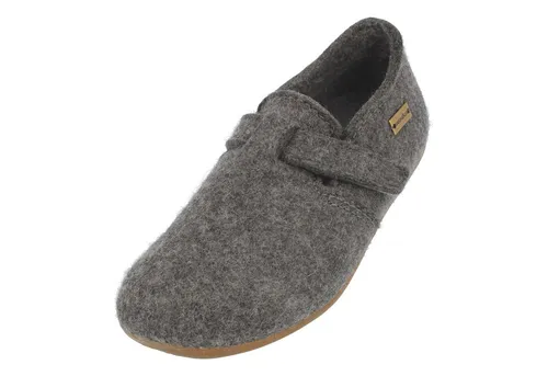 HAFLINGER Everest Focus Filzpantoffel Anthrazit, Gr. 36 - Hausschuhe mit wärmendem Wollwalkstoff und verstellbarem Riemen für optimalen Halt, ideal für kalte Tage und hohen Tragekomfort.