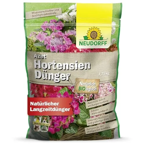 Neudorff Azet HortensienDünger 1,75 kg - Organischer Dünger speziell für Hortensien, fördert kräftiges Wachstum und üppige Blüten. Ideal für gesunde Pflanzenpflege.
