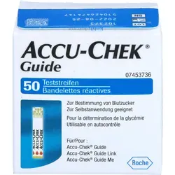 Accu Chek Guide Teststreifen 50 ST - Arzneimittel zur Blutzuckerbestimmung, einfach in der Anwendung und ideal für Diabetiker zur präzisen Selbstkontrolle.