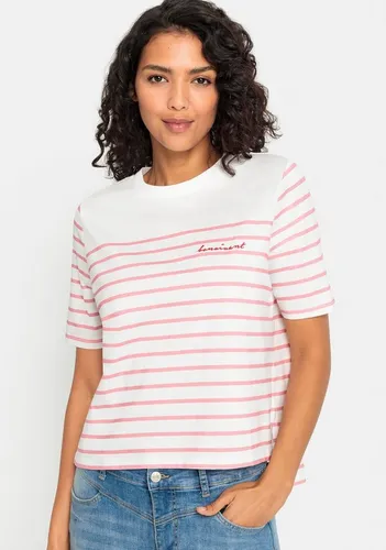 LASCANA T-Shirt mit Streifen, Kurzarmshirt aus Baumwolle, schlanke Optik, Basic