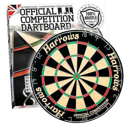 Harrows Dartscheibe, offizieller Wettbewerb, Dartscheibe, offizielle Größe, Dartscheibe mit klammerfreiem Bullseye, kompatibel mit Dartscheibenständer, Dartscheibenleuchte, Dartscheibenschrank