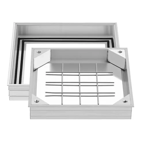 VEVOR Schachtabdeckung mit Rahmen 30 x 30 cm - Praktische Schachtabdeckung aus Aluminiumlegierung, ideal für Gehwege und Terrassen. Langlebig und einfach zu installieren, sorgt sie für eine zuverlässige Abdeckung und ist optimal für Wartungsarbeiten geeignet.