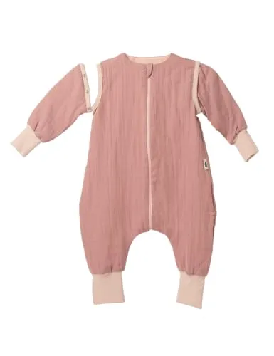 Mababu Schlafsack mit Füßen 0,5 TOG – Bio Baumwolle - Baby Schlafsack aus 100% GOTS Bio Baumwolle mit abnehmbaren Ärmeln und umklappbaren Bündchen für mehr Bewegungsfreiheit und perfekten Schlafkomfort im Sommer.