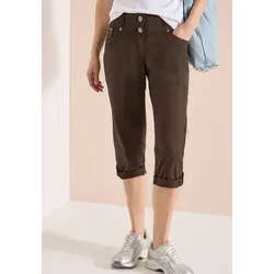 Cecil Mid Waist Slim Leg Hose Turn-Up Brown Cacao 34 - Modische Papertouch Stoffhose im Casual Fit mit Slim Legs. Ideal für lässige Outfits und vielseitig kombinierbar. Maße bei EU-Größe 29: Innenbeinlänge 66 cm, vordere Schrittlänge 24 cm.