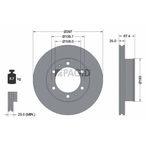 2x Bremsscheibe PAGID 55226N passend für TOYOTA