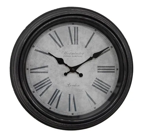 Clayre & Eef Wanduhr Wanduhr WESTMINSTER braun mit römischen Zahlen D29cm shabby chic