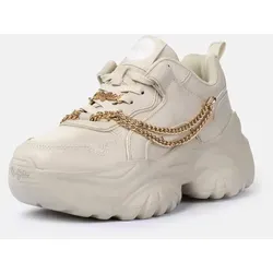 Buffalo Bliss Chain Plateausneaker Halbschuh, Schnürschuh, Chunky Sneaker mit Zierkette beige|goldfarben 37 EU