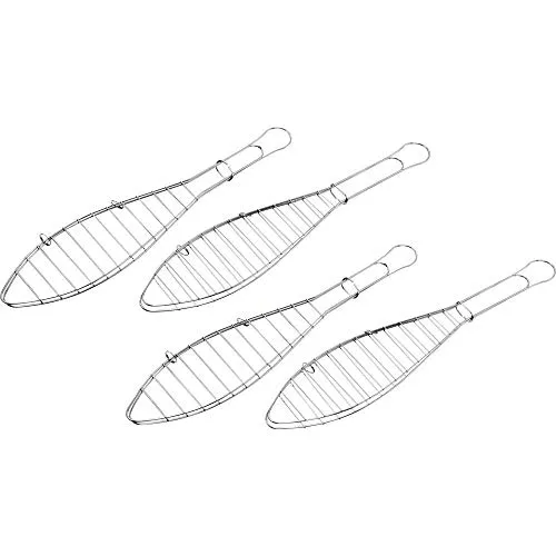 tepro Grillzubehör Fischbräter 4er-Set, für je einen Fisch, verchromt, Länge: ca. 42 cm