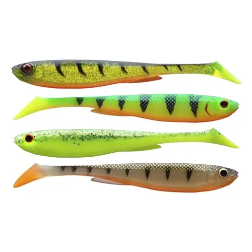 DAIWA Prorex Slim Shady, Flash Farbe-Set, 10,5cm, 8,0g, Gummifischköder, 4 Pieces, 15100-701