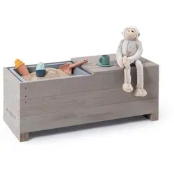 Muddy Buddy® Sandkasten & Kindersitzbank Discoverer 8354952 - Kreativer Outdoor-Spaß in kompakter Form: Die hochwertige Kindersitzbank aus nachhaltigem Holz bietet zwei herausnehmbare Matschwannen und ist ideal für kleine Balkone oder Terrassen.