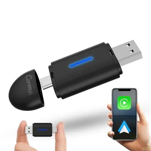 CarMe Wireless Adapter für CarPlay & Android Auto - Mini USB 2-in-1 Dongle - Verwandeln Sie Ihr kabelgebundenes CarPlay oder Android Auto einfach in ein kabelloses System. Genießen Sie schnelle Verbindungen und freihändiges Telefonieren für mehr Komfort im Auto.