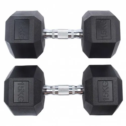 SPORTINATOR 15 kg Hexagon Hantel 2er-Set - Set bestehend aus zwei stabilen 15 kg Hexagon Hanteln für vielseitiges Training. Ideal für Bodybuilding, Cross-Training und funktionelle Übungen. Die sichere Form verhindert Wegrollen und ermöglicht einfaches Stapeln.