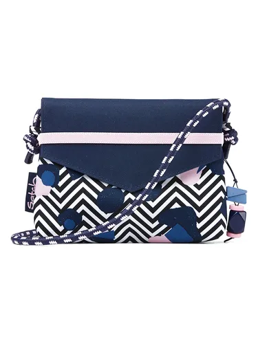 Satch Clutch "Stoney Mony" – Stylische Damenhandtasche in Schwarz/Weiß/Bunt - Die Satch Clutch "Stoney Mony" bietet mit ihren kompakten Maßen (B)18 x (H)14 x (T)4 cm viel Stauraum. Hergestellt aus 100% recycelten PET-Flaschen, ist sie umweltfreundlich und vielseitig tragbar.