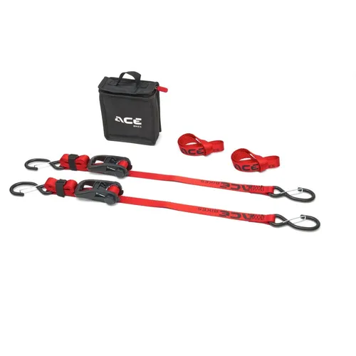 Acebikes Ratchet Pro 2-Pack Motorrad-Sicherung Spanngurte - Zubehör für Autoanhänger, ideal für den sicheren Transport schwerer Lasten mit einer Zugkraft von 350 kg.