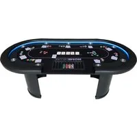 LED Pokertisch FULL HOUSE - Gesellschaftsspiel für bis zu 9 Spieler und einen Dealer, mit integrierter LED-Beleuchtung für ein authentisches Casino-Erlebnis bei deinem Pokerabend.