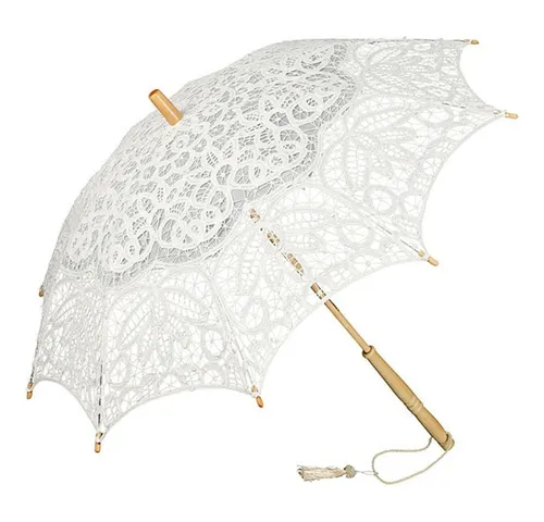 von Lilienfeld Stockregenschirm Vivienne – Brautschirm mit Spitze - Eleganter Hochzeits-Schirm mit romantischer Battenburg-Spitze. Ideal als Accessoire für besondere Anlässe oder zur Dekoration. Ein echter Blickfang, der jedem Outfit einen märchenhaften Flair verleiht.