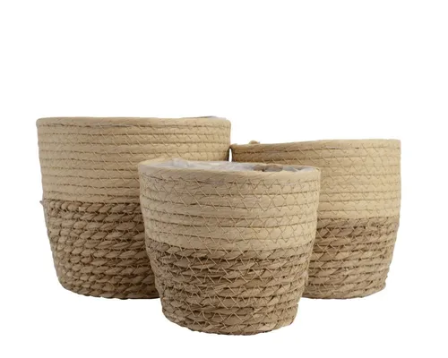 Basket Set Decoris Jute - 3er Set (20 x 20 x 17 cm) - Sonstige, stilvolles Jute-Design für eine natürliche und moderne Wohnatmosphäre, ideal zur Aufbewahrung und Dekoration.