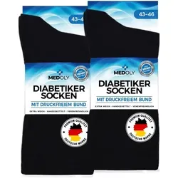MEDOLY Diabetikersocken (6 Paar) ohne Gummibund - Herrensocken für optimalen Komfort, 97% Baumwolle, kein Einschneiden dank weichem, flexiblen Bündchen – ideal für Diabetiker und Menschen mit Durchblutungsstörungen.