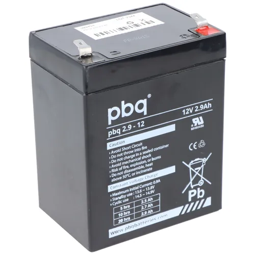 PBQ Blei Akku 2,9-12 - 12 Volt 2,9Ah - Batterien & Akkus – zuverlässige Stromversorgung mit wartungsfreier AGM-Technik, ideal für Sicherheits- und Industrieanwendungen.