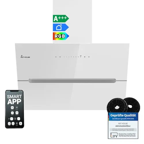 KKT KOLBE ECCO6005WM Dunstabzugshaube 60cm - Dunstabzugshaube mit RGB-W Ambientebeleuchtung für stimmungsvolles Kochen, smartes WLAN-Steuerungssystem und leisen Betrieb – ideal für kleine Küchen.