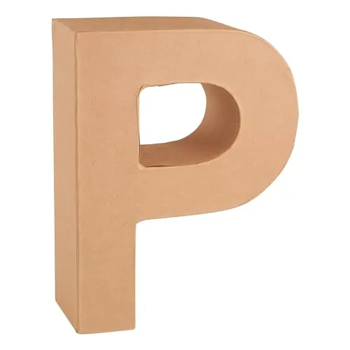 Glorex 6 2029 116 - Papp - Buchstabe P, Buchstabe aus brauner Pappe, ca. 17,5 X 5,5 cm groß, zum bemalen und bekleben, für Serviettentechnik und Décopatch, ideal als Dekoration