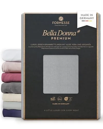 Formesse Bella Donna Premium Jersey Spannbettlaken 90x190-100x220cm - Grau - Luxuriöses Spannbettlaken aus schwerem Jersey, ideal für verschiedene Matratzengrößen. Hergestellt in Deutschland mit geprüfter Qualität. Faltenfreier Sitz und extrem langlebig – für höchsten Schlafkomfort.