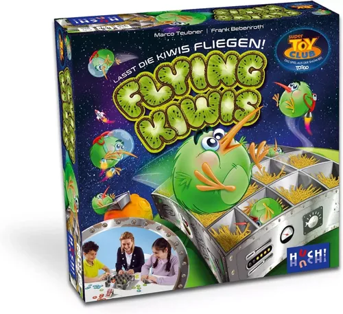 HUCH! 880963 Flying Kiwis - Geschicklichkeitsspiel für Kinder und Familien, katapultiere Kiwis in die Kiste für kurzweiligen Spielspaß