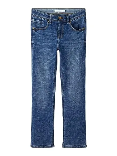 NAME IT Jungen NKMRYAN Straight Jeans 2520-EL NOOS - Jungen-Jeanshose in Dark Blue Denim, mit trendigem Scraped-Effekt für einen coolen Distressed-Look und fünf praktischen Taschen.