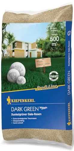 Kiepenkerl Rasensamen Profi-Line Dark Green, 10kg - Rasensamen für dichten, dunkelgrünen Gala-Rasen, ideal für Neuansaaten bis 500m². Schnellkeimend und geeignet für sonnige sowie halbschattige Standorte.
