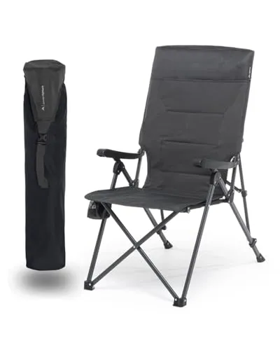 qeedo Johnny Highback Campingstuhl - Camping-Stuhl mit hoher Lehne, gepolstert und verstellbar in 3 Positionen. Ideal für Camping, Garten oder Balkon. Robust und langlebig mit seitlichem Getränkehalter.