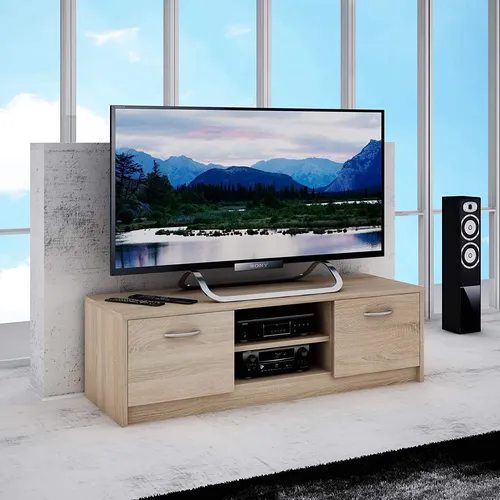 MATKAM Fernsehkommode 2DC - Eleganter TV-Schrank - TV-Halterungen: Praktischer Schrank mit Abmessungen H 36 x B 120 x T 41 cm, zwei Ablagen mit Türen und pflegeleichter, strapazierfähiger Oberfläche.